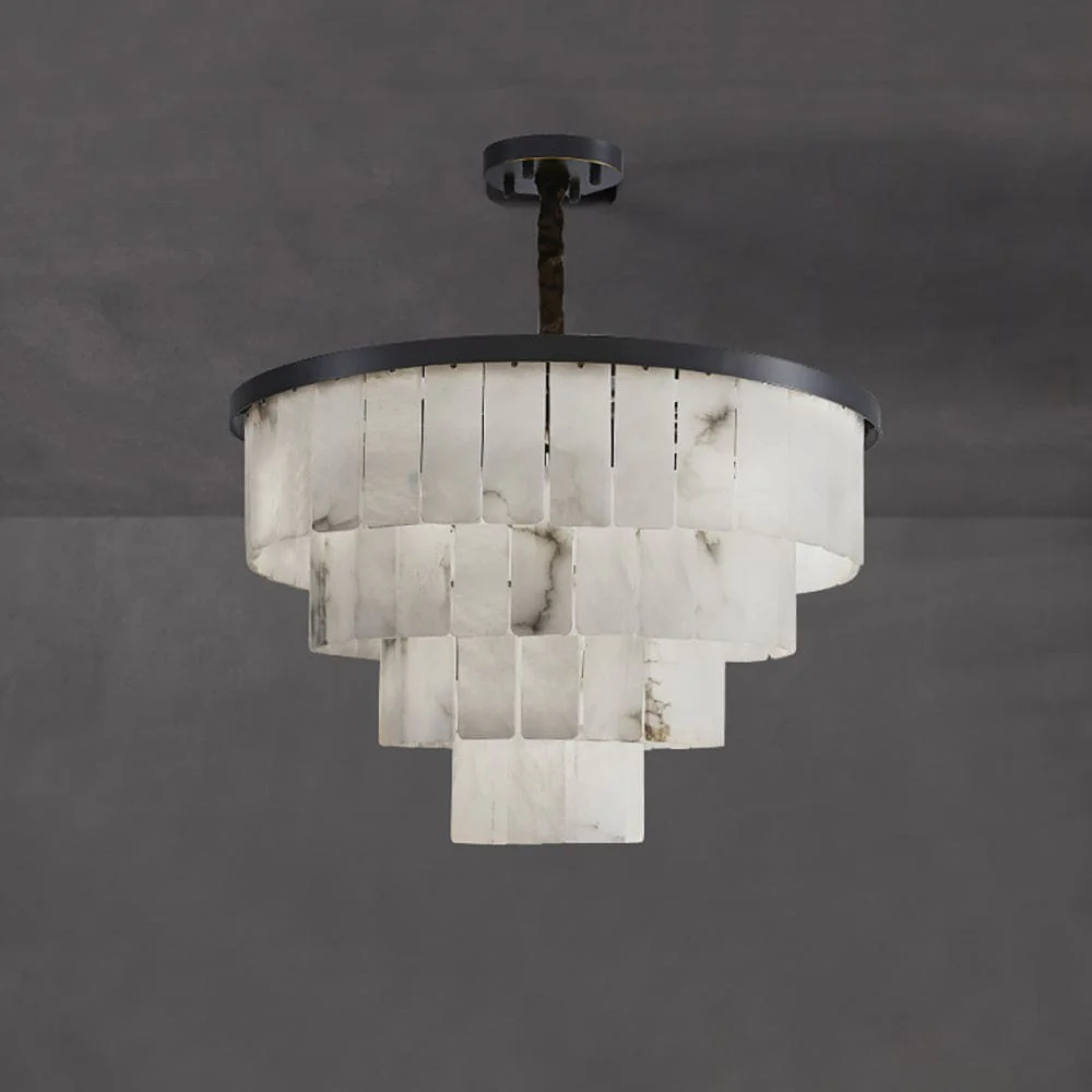Black Copper Alabaster Chandelier - Image 4