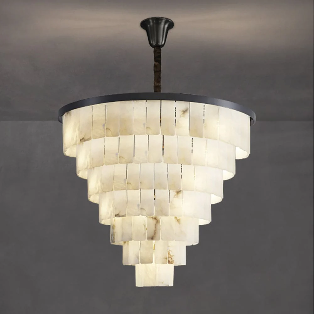 Black Copper Alabaster Chandelier - Image 5