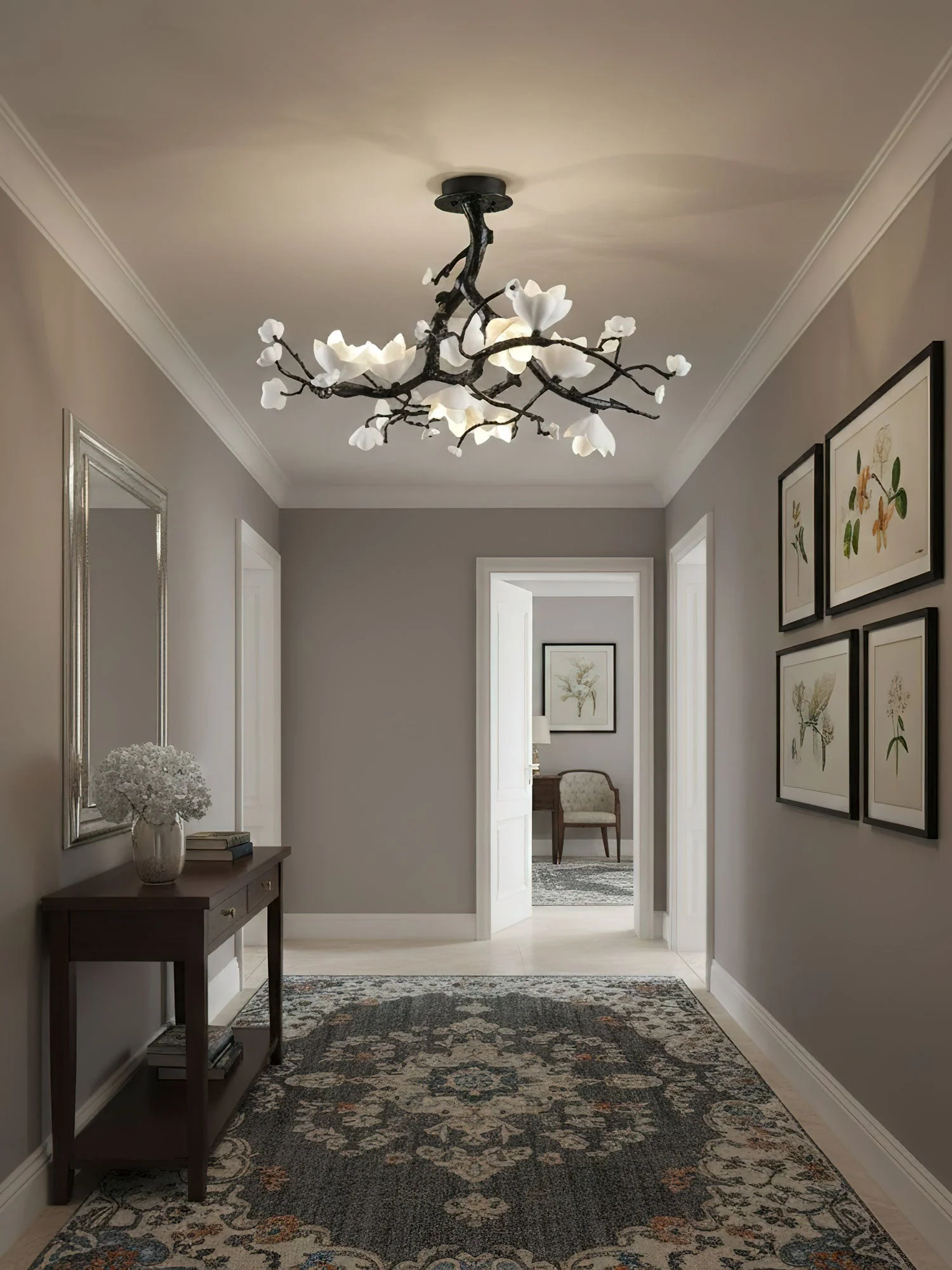Black Branch Copper Tree Chandelier - Image 5