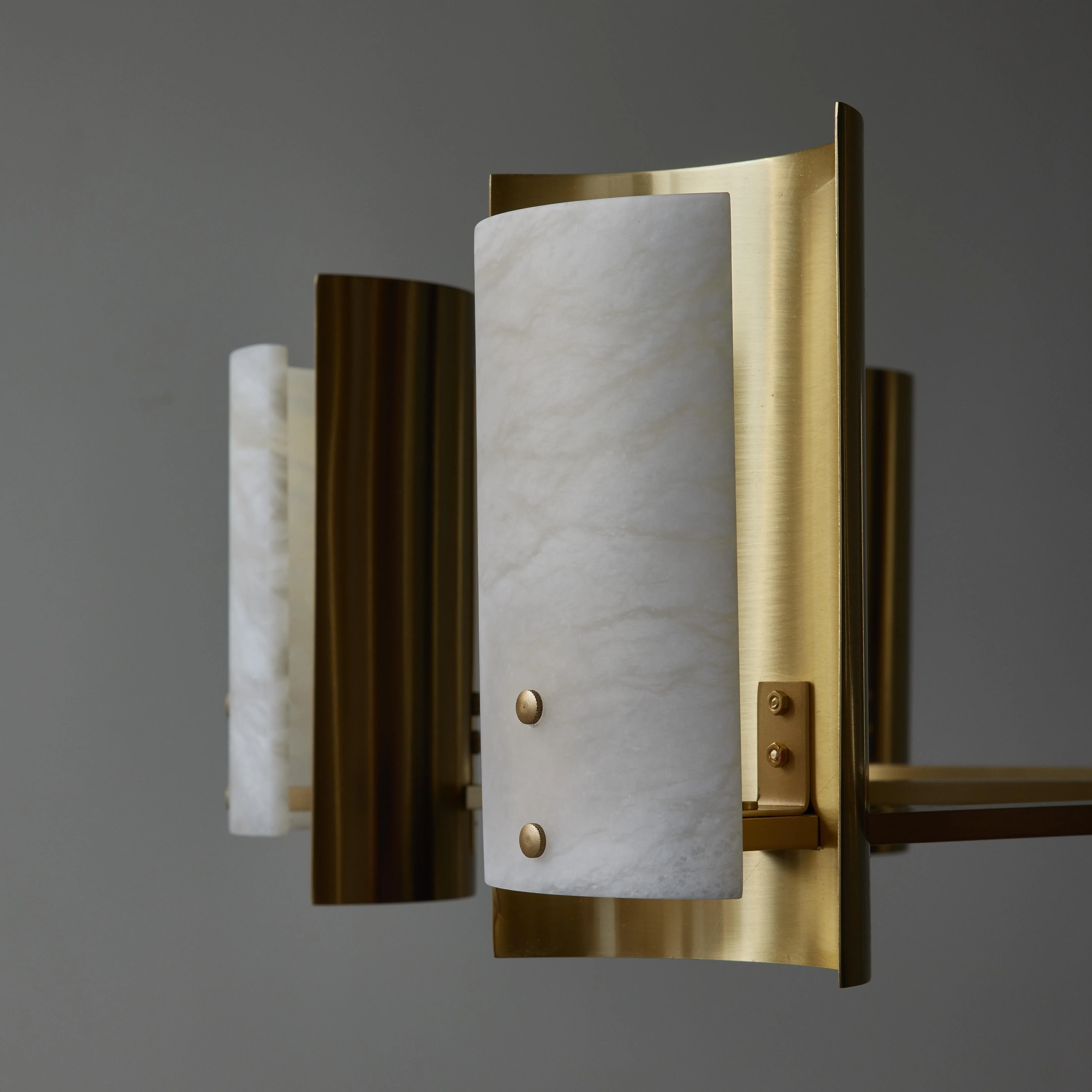 Brass and Alabaster Shield Chandelier - Image 5