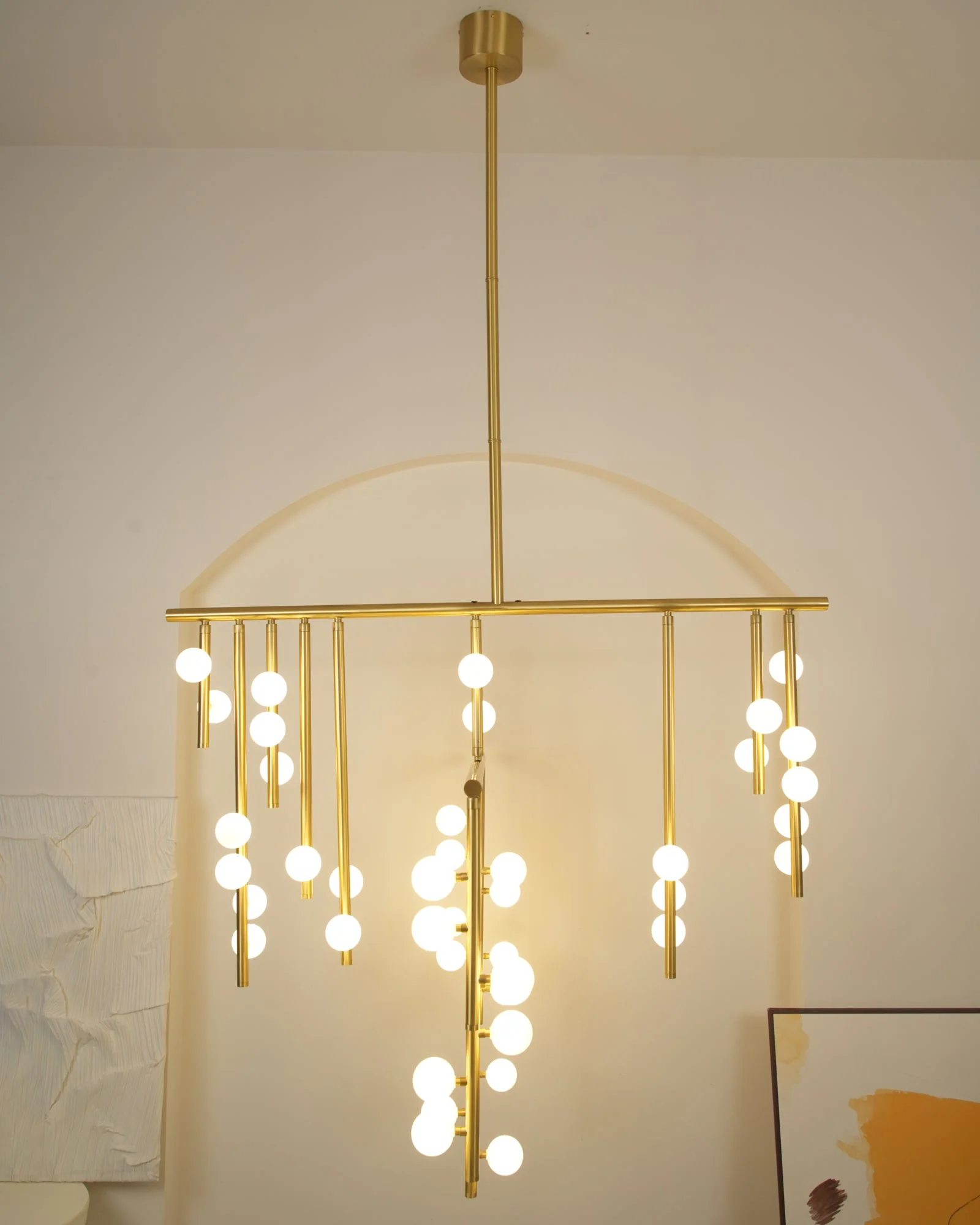 Brass Glass Drop Chandelier - Image 17