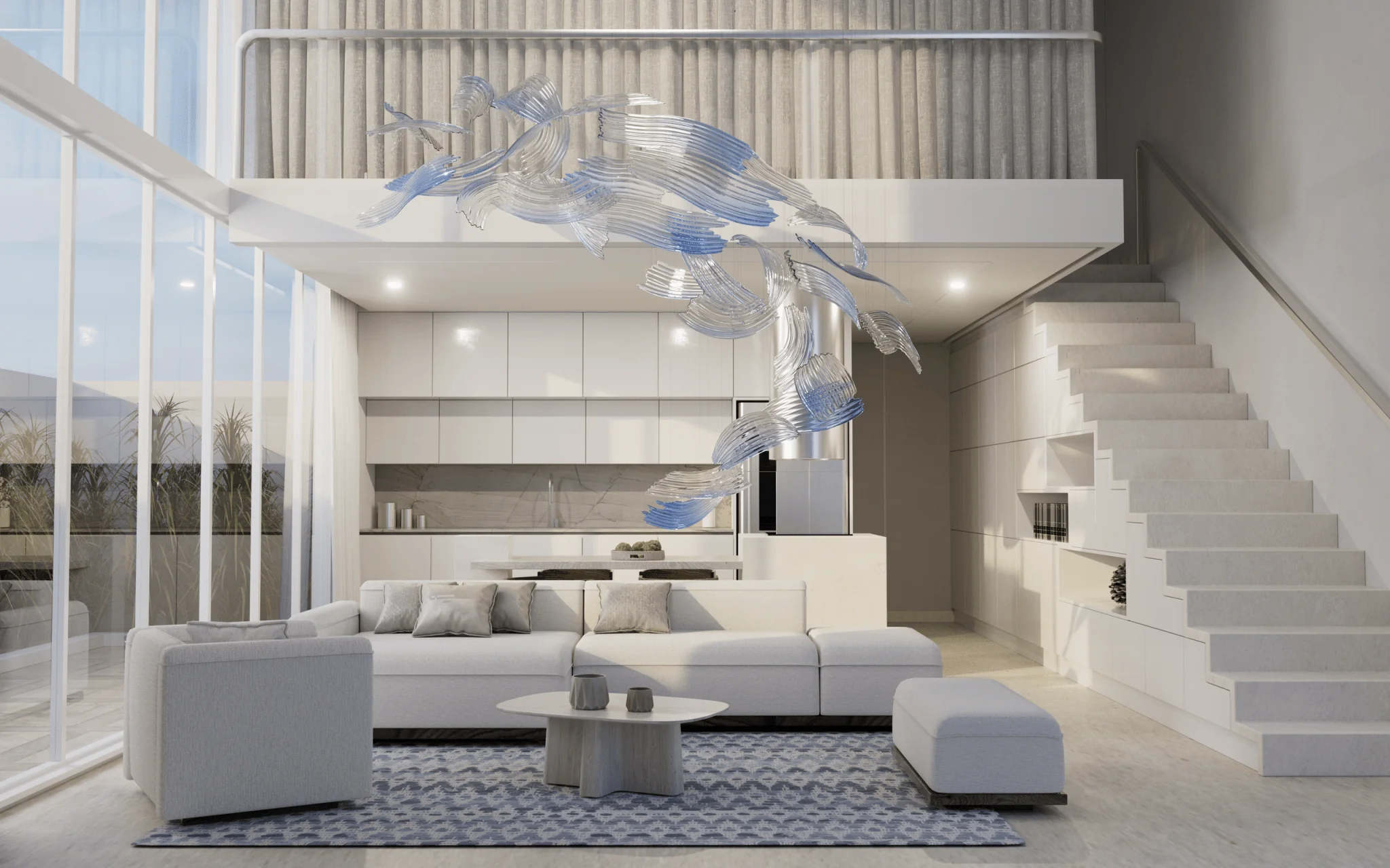 Brush Art Glass Chandelier - Image 9