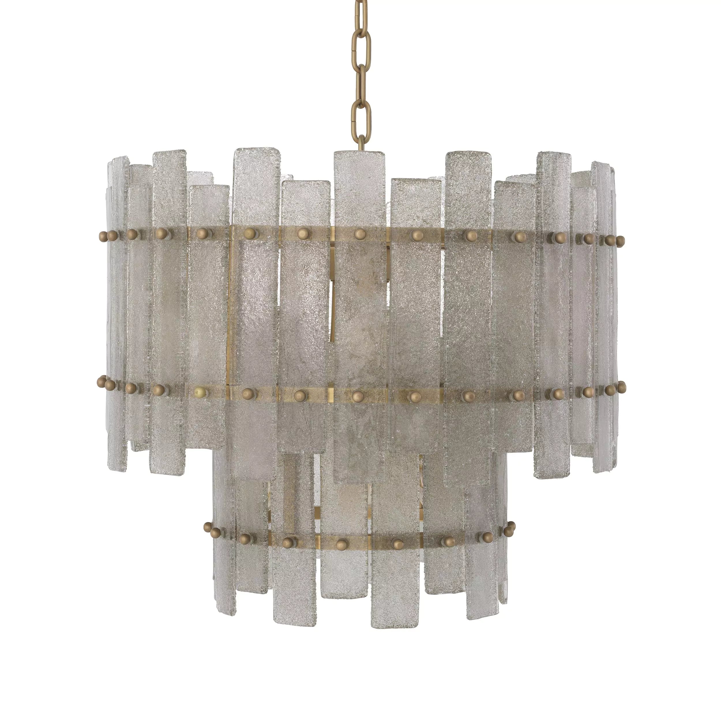 Caprera Modern Brass Chandelier - (Antique Brass Finish | Hand Blown Glass) - Image 3