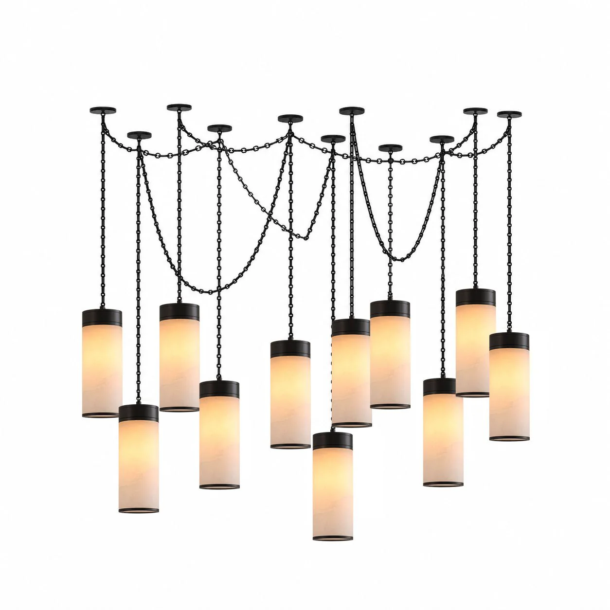 Cascading Chain Cylinder Chandelier - Image 15
