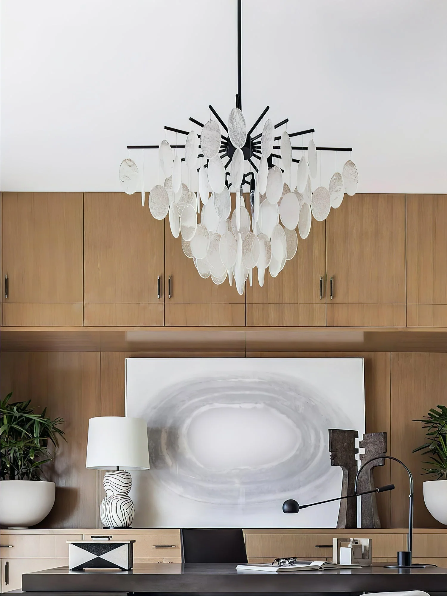 Cascading Selenite Disc Chandelier - Image 4
