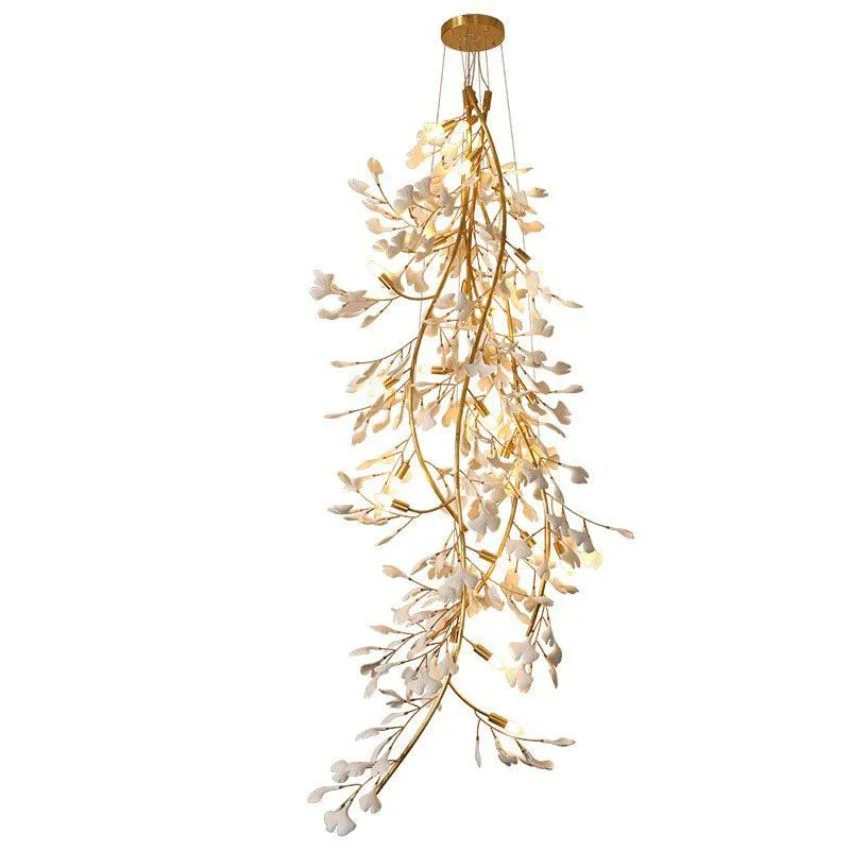 Ceramic Gingko Staircase Branch Chandelier - Image 5