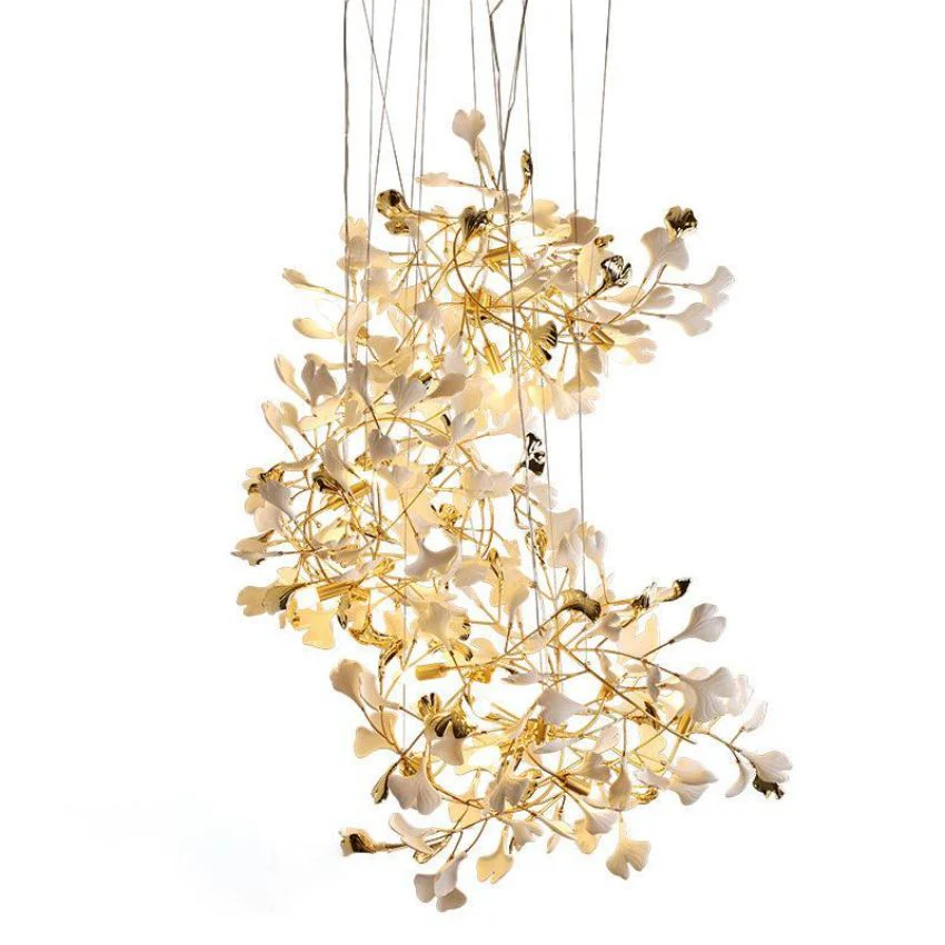 Ceramic Gingko Staircase Branch Chandelier - Image 7