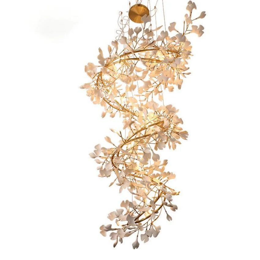 Ceramic Gingko Staircase Branch Chandelier - Image 8