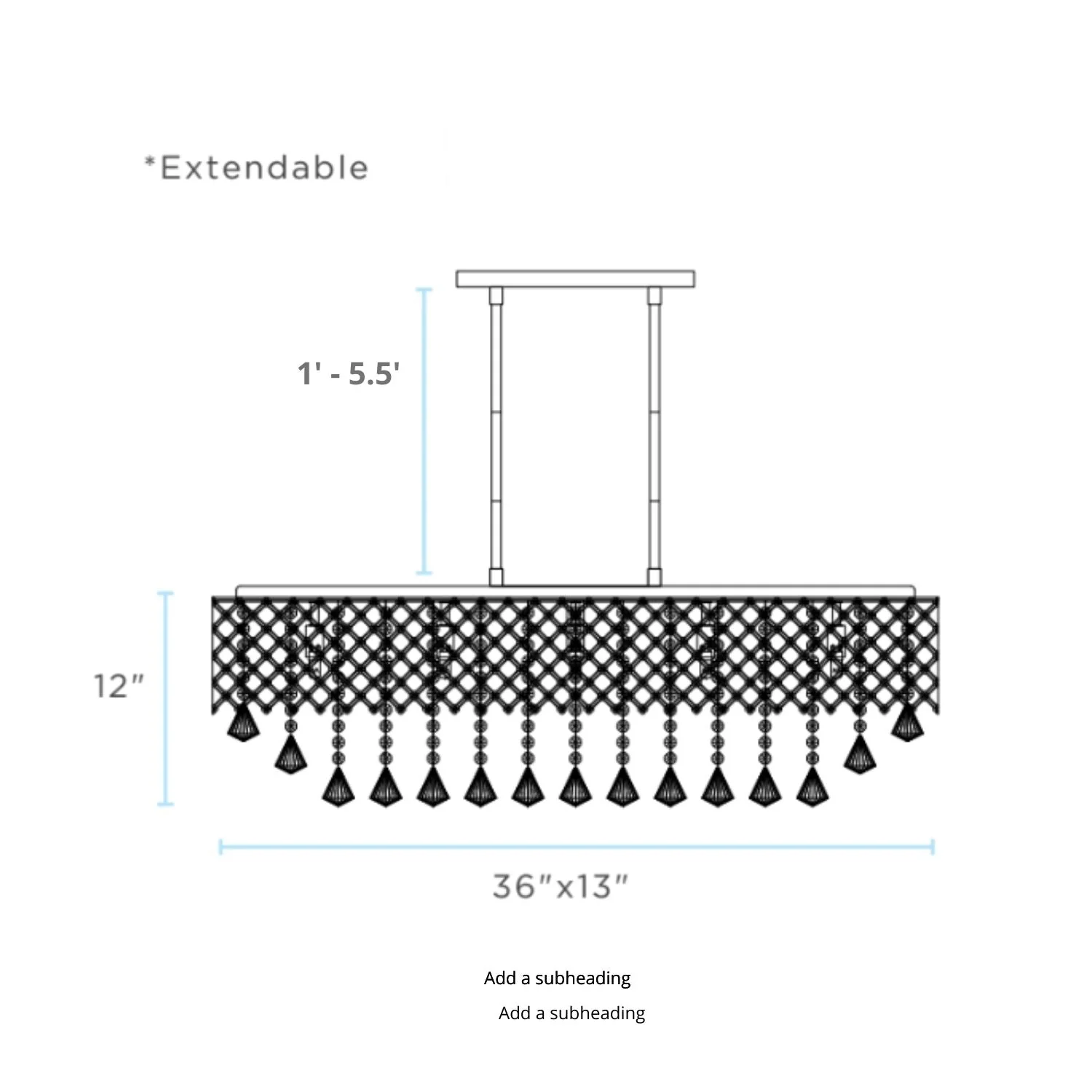 Cinderella Crystal Rectangular Chandelier // 12 Light - Image 6
