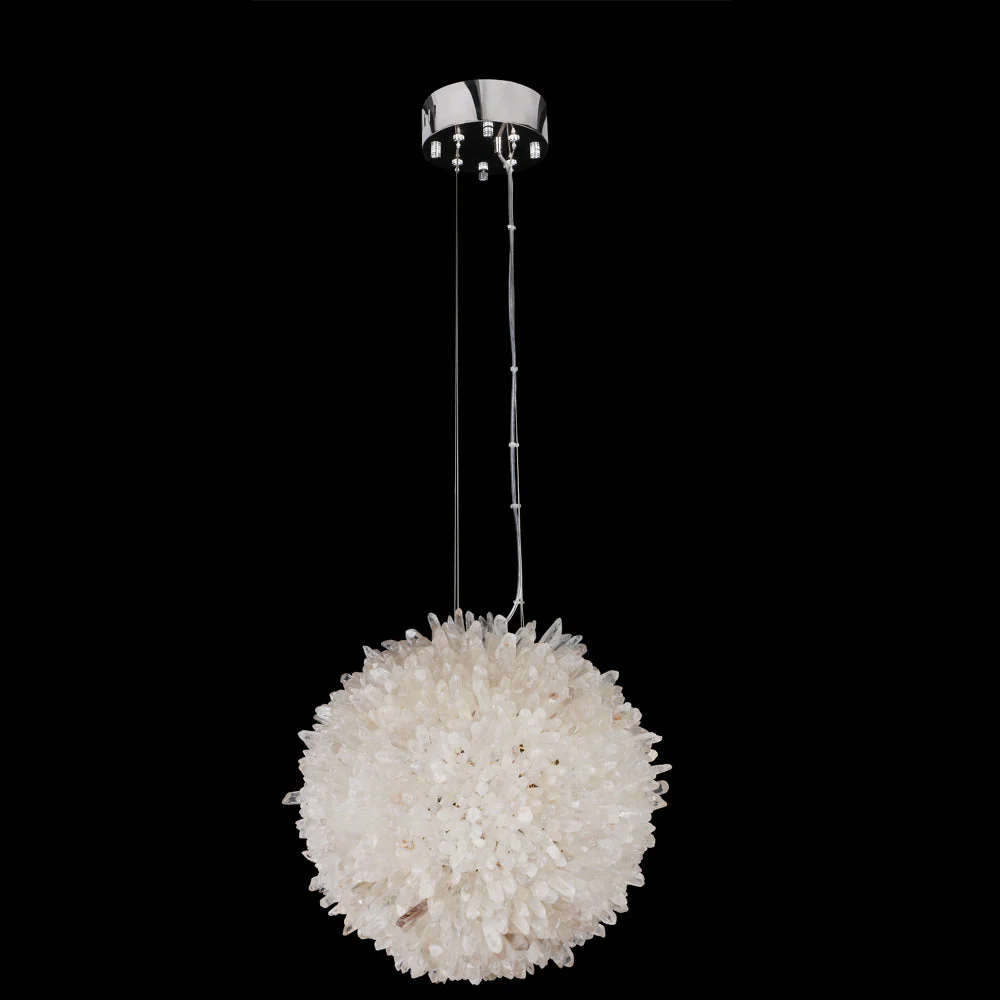 Clear Geode Quartz Crystal Ball Modern Pendant Light - Image 6