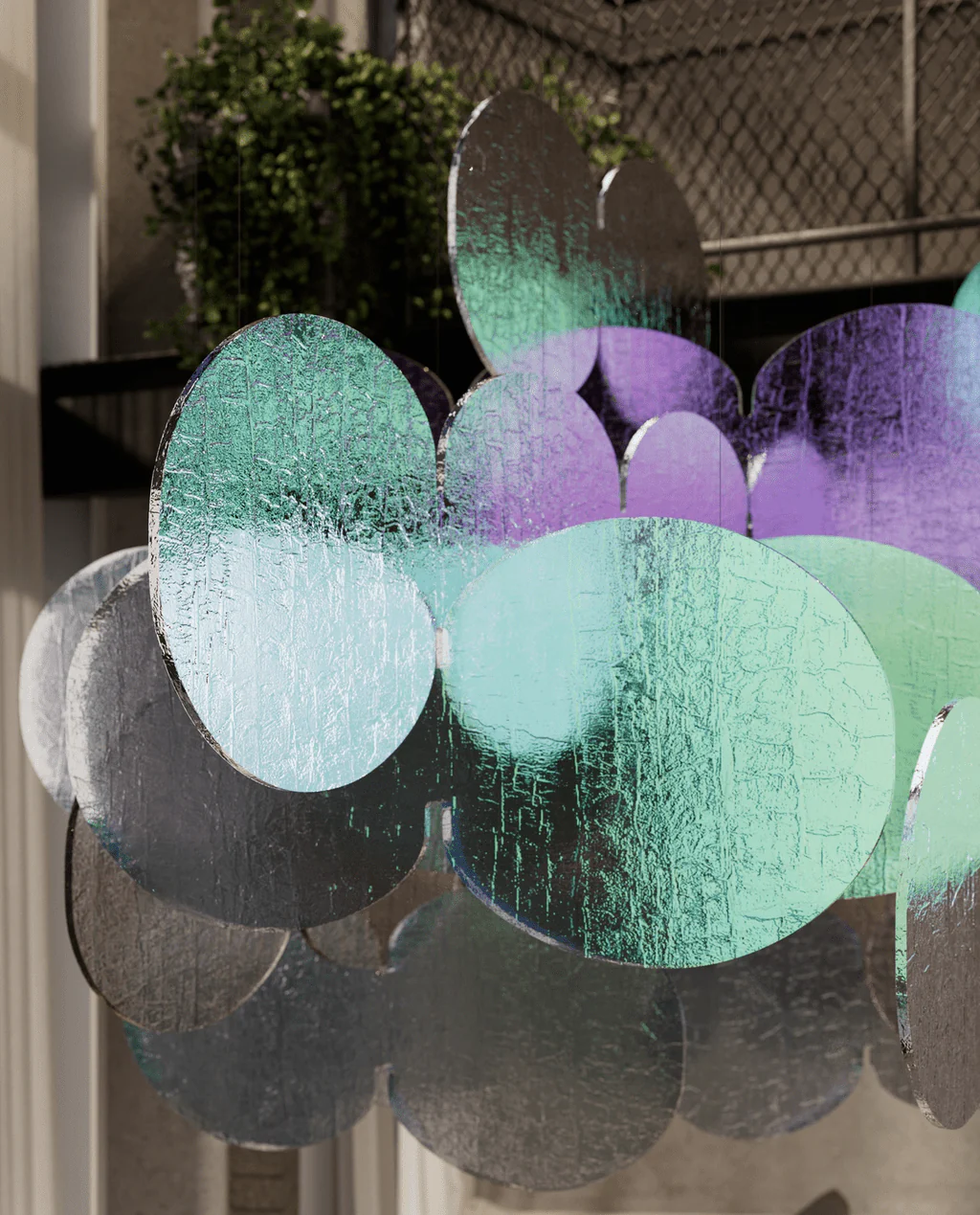 Clouds Iridescent Disc Chandelier - Image 6