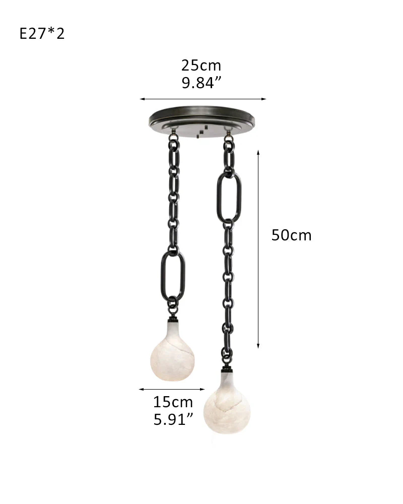 Cluster White Alabaster Globe Pendant Light with adjustable chain - Image 15