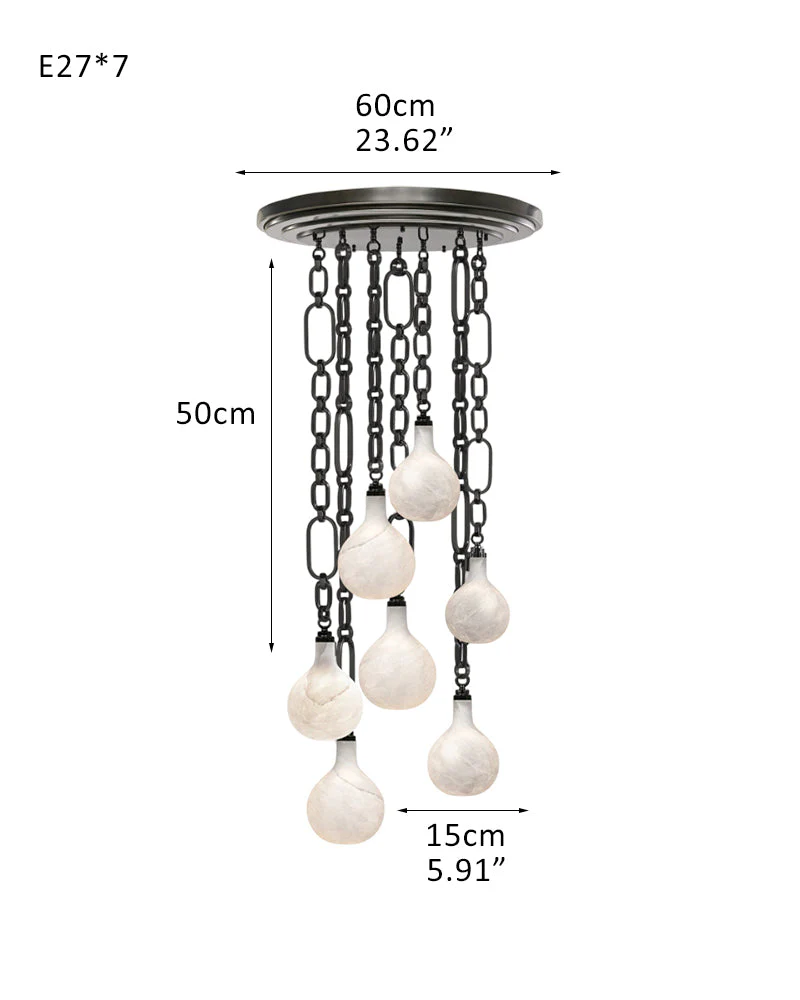 Cluster White Alabaster Globe Pendant Light with adjustable chain - Image 19
