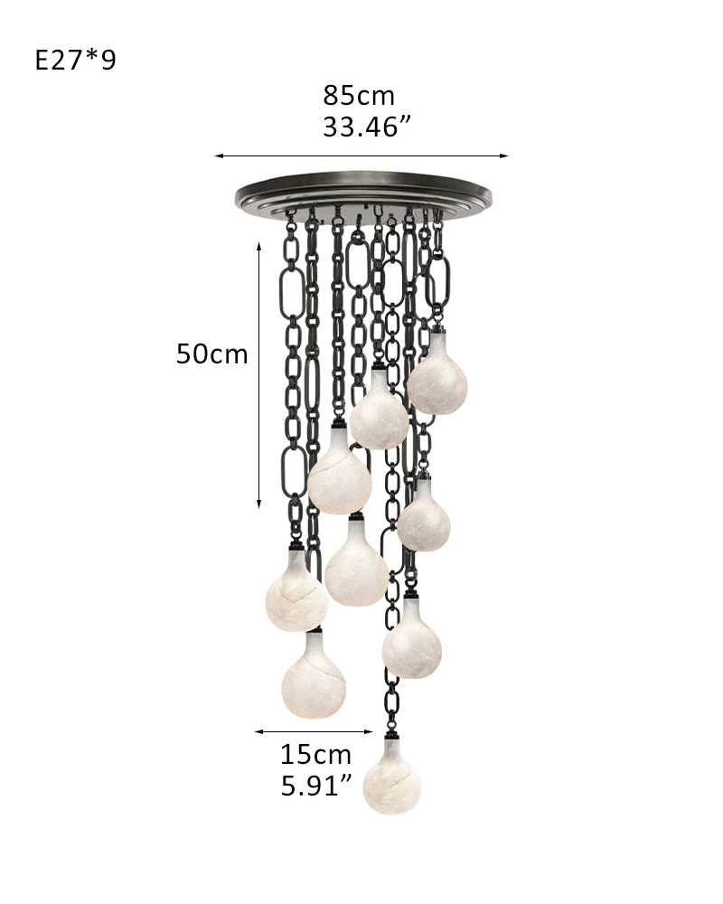 Cluster White Alabaster Globe Pendant Light with adjustable chain - Image 20