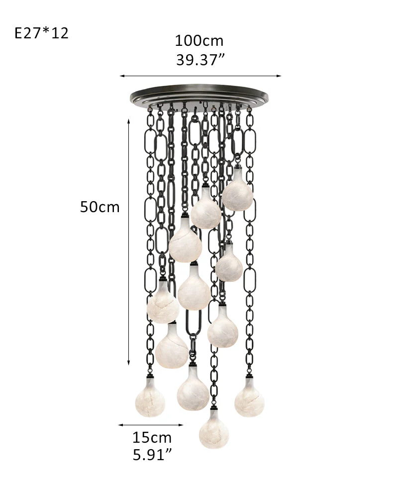 Cluster White Alabaster Globe Pendant Light with adjustable chain - Image 21