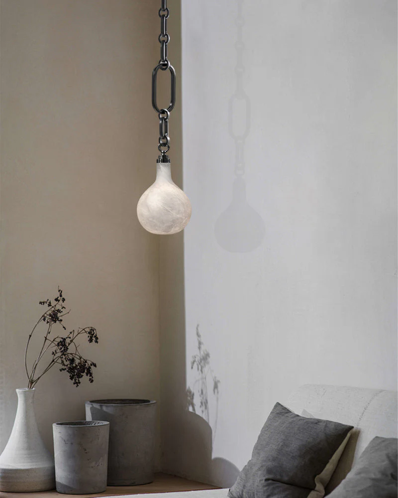 Cluster White Alabaster Globe Pendant Light with adjustable chain - Image 4