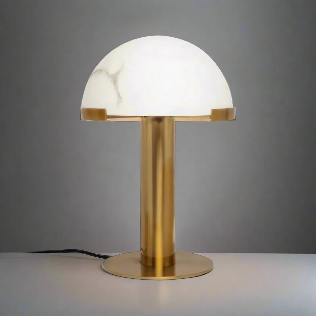 Copper And Alabaster Dome Table Lamp