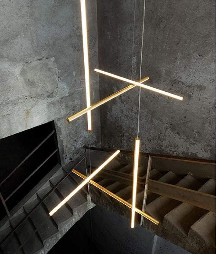 Crossed Aluminum Pendant Light Modern Designer High Ceiling LED Hanging Lights For Living Room Villa - Image 7