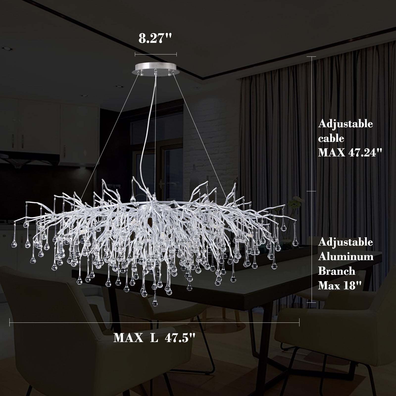 Crystal Branch Raindrop Chandelier - Image 10