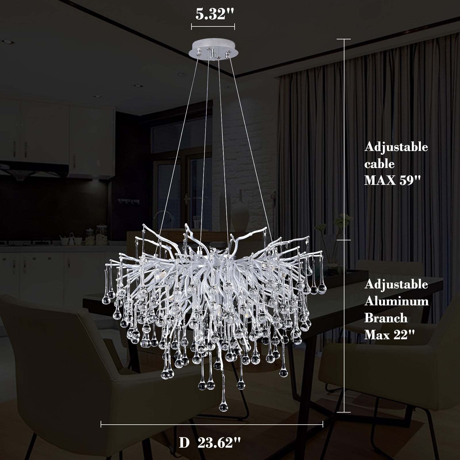 Crystal Branch Raindrop Chandelier - Image 13