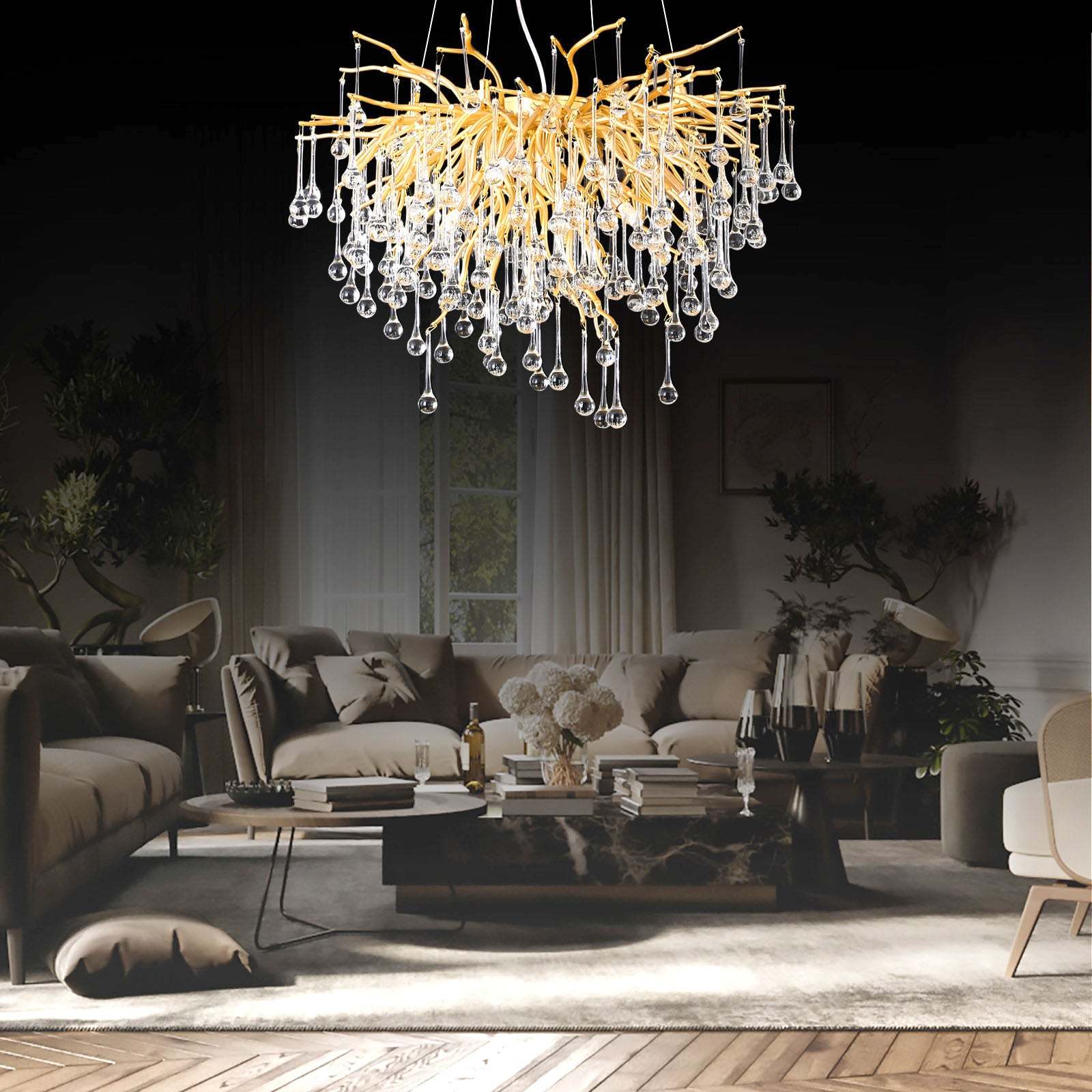 Crystal Branch Raindrop Chandelier - Image 4