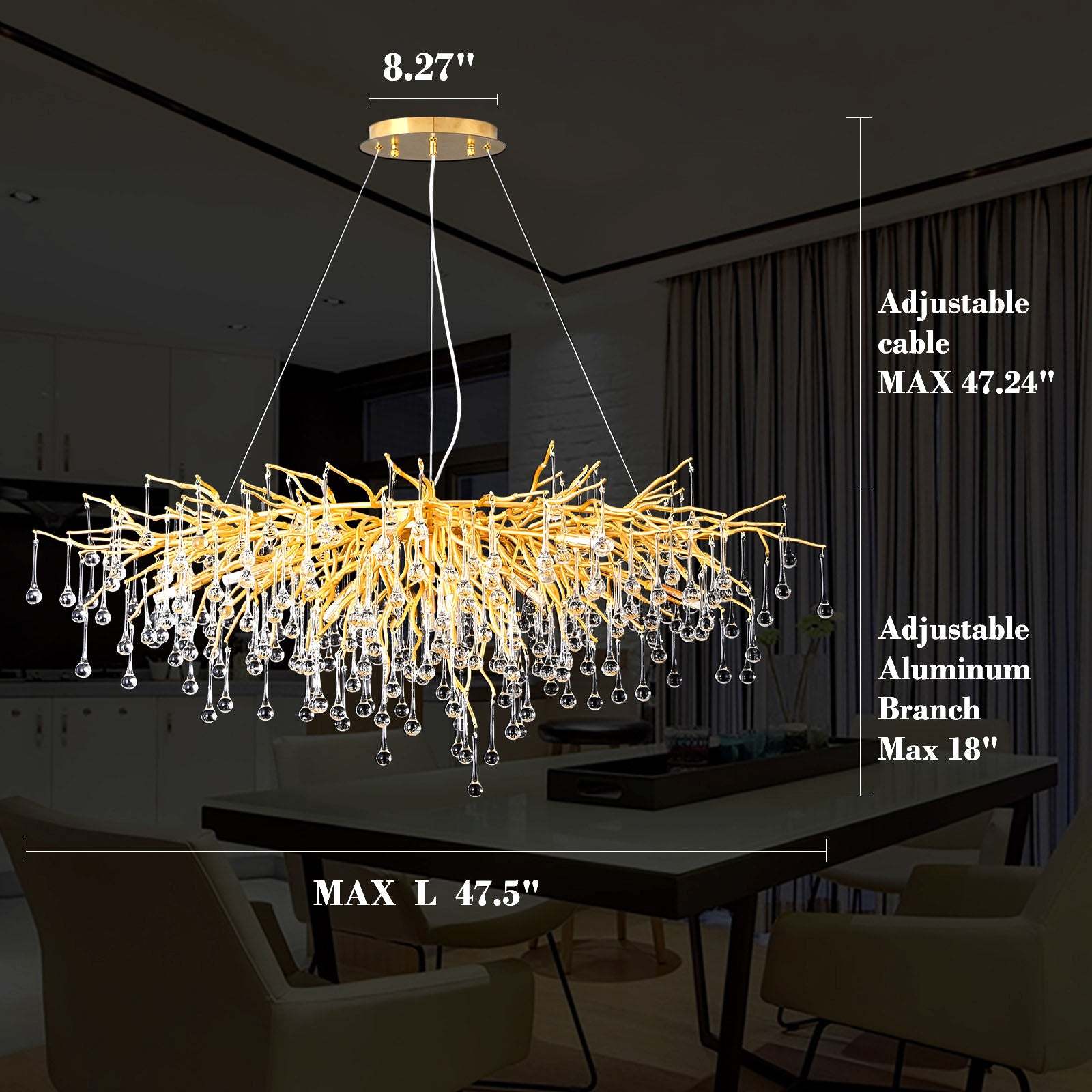 Crystal Branch Raindrop Chandelier - Image 6