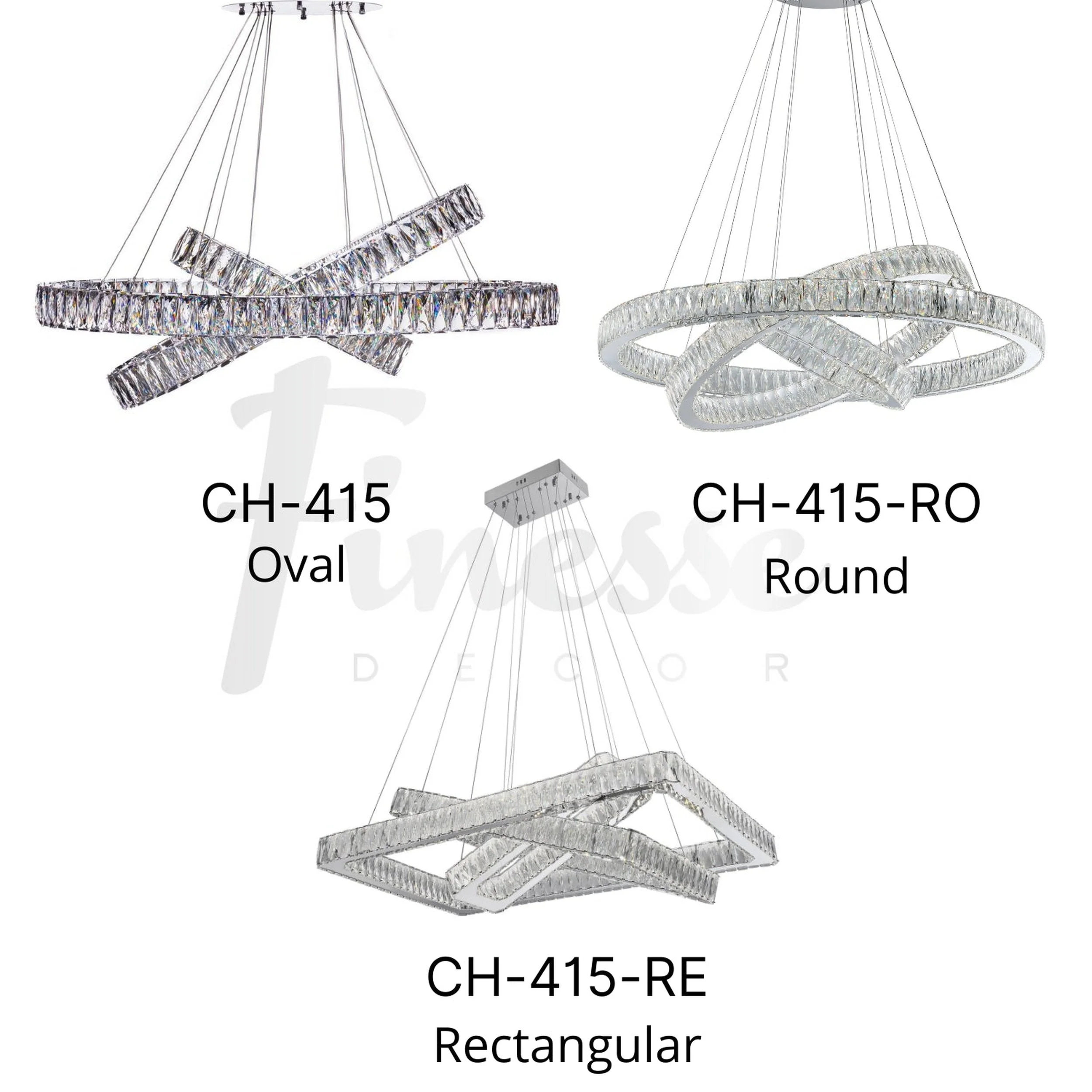 Crystal Elegance LED Chandelier // 3 Rectangles - Image 5