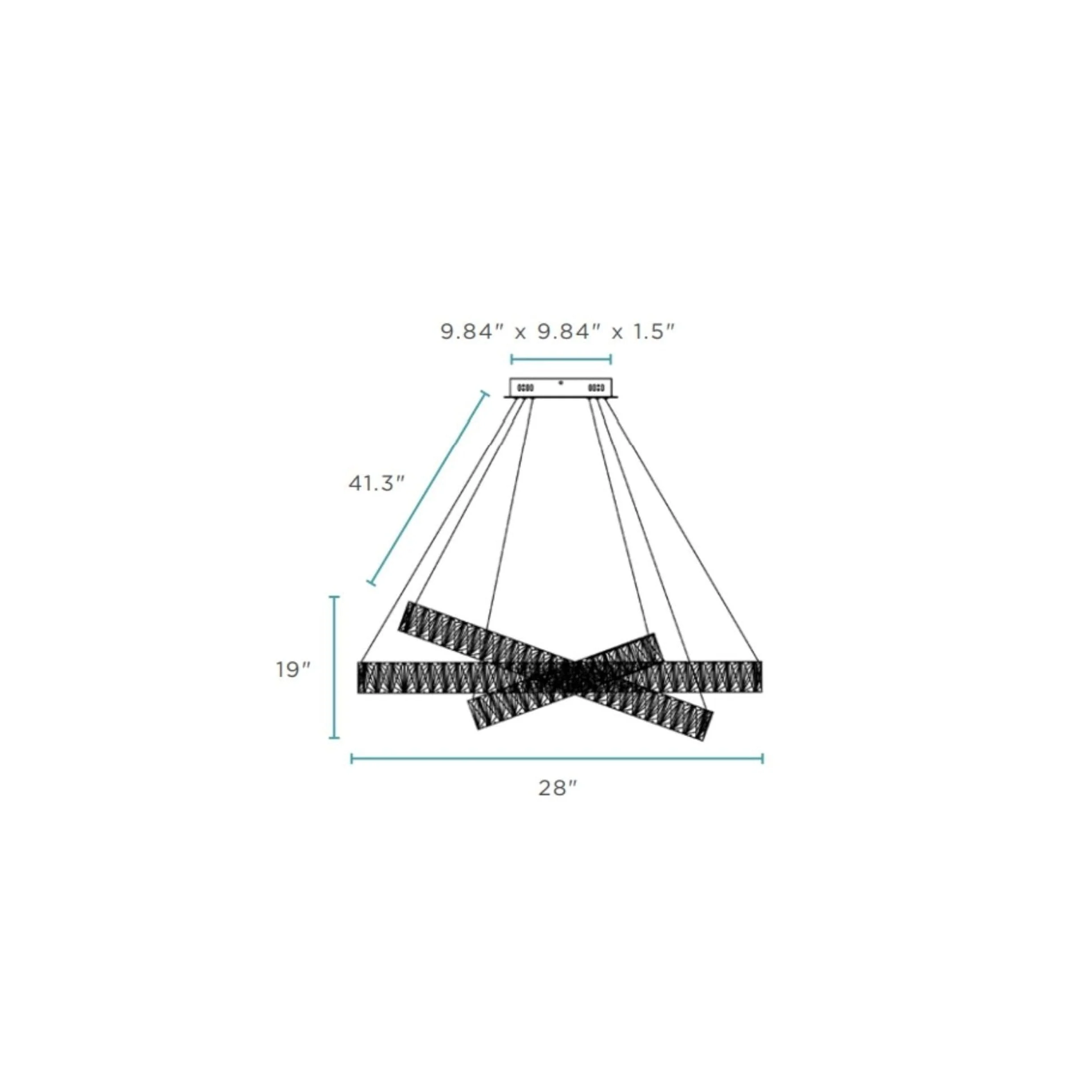 Crystal Elegance LED Chandelier // 3 Rectangles - Image 6