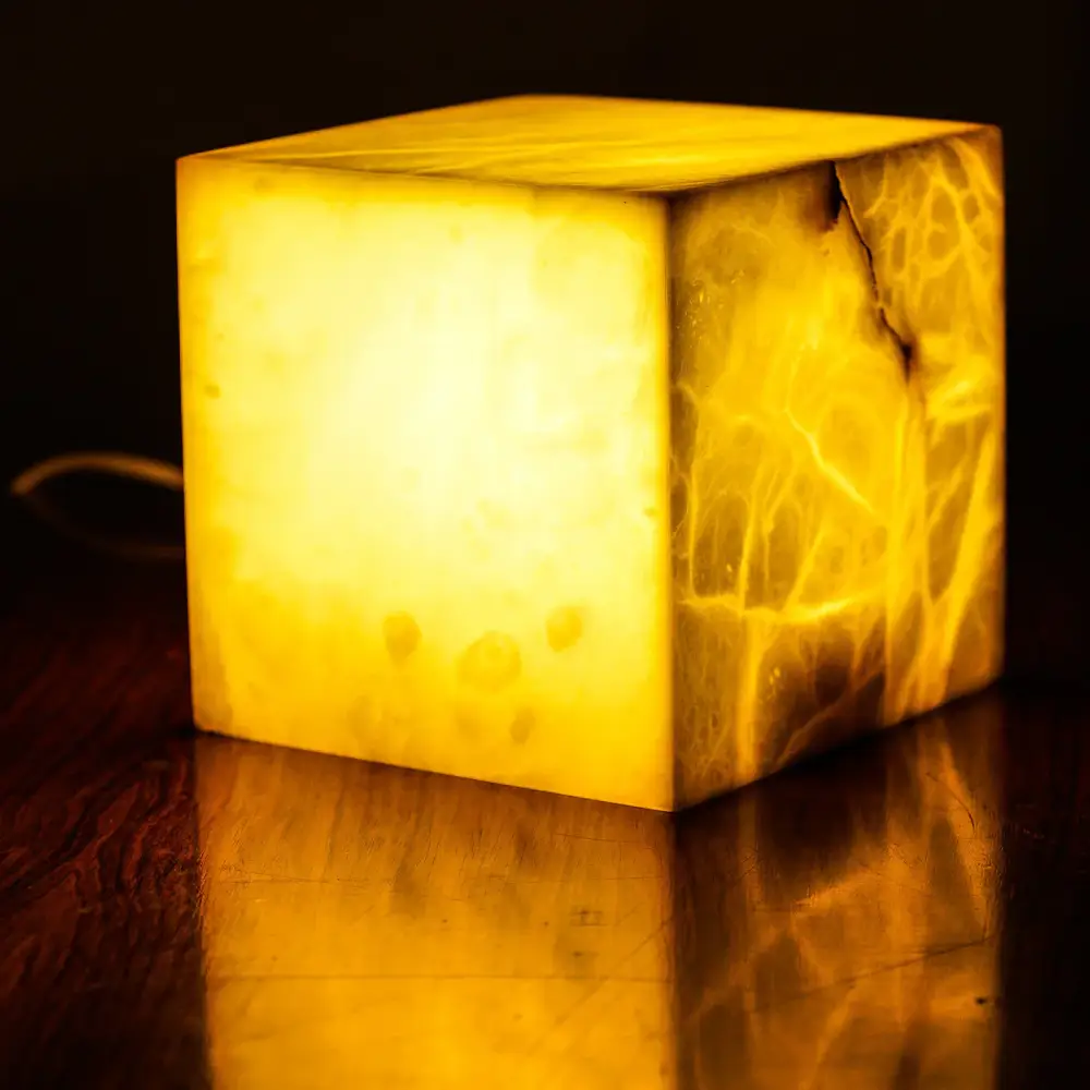 Cube Alabaster Table Lamp - Image 3