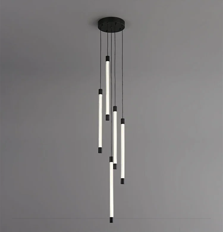 Custom Modern Iron Staircase Villa Apartment Loft Long Chandelier Hotel Villa Staircase Pendant Light - Image 4