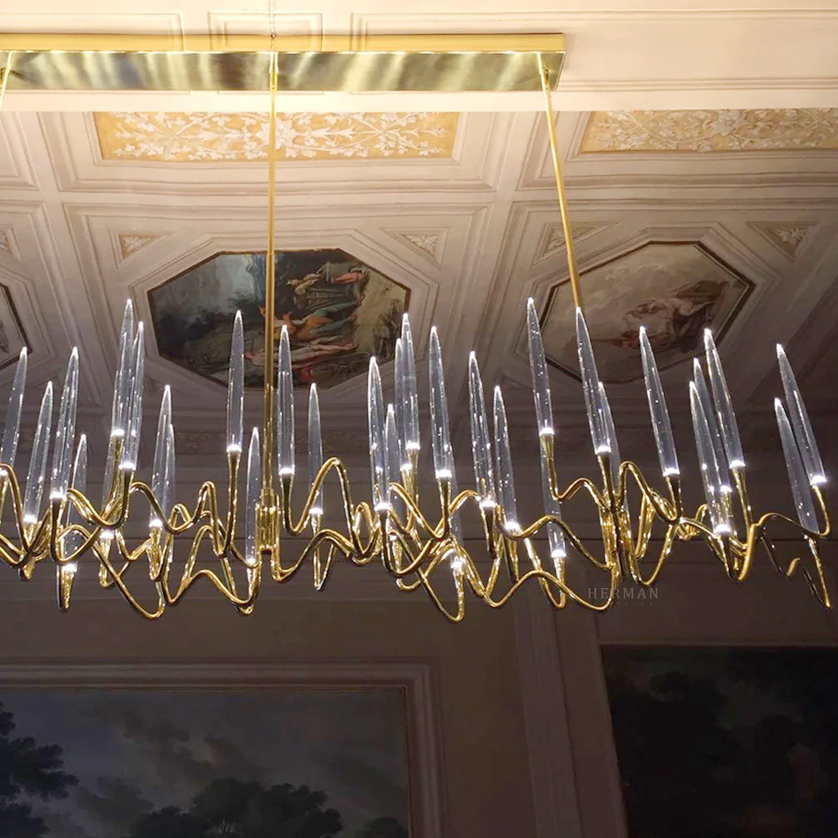 Custom Size Pezzo Crystal Long Chandelier L70'' - Image 3