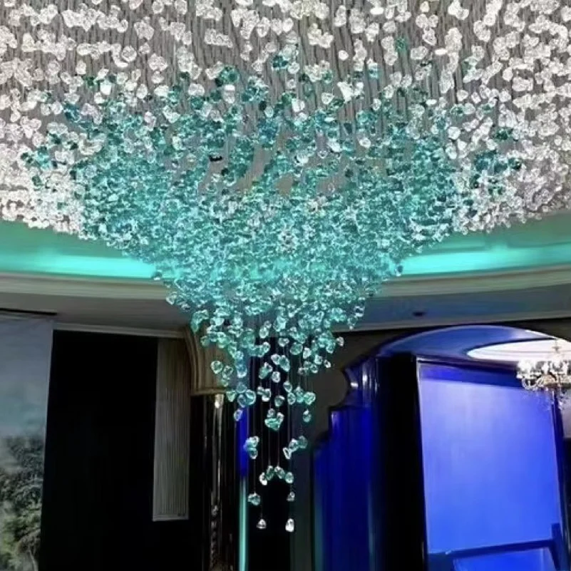 Customized Hotel Project Lobby Restaurant Turquoise Blue Glass Chandelier - Image 2