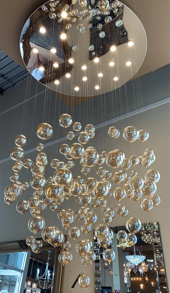 Customized Modern Glass Chandelier GU10 Hanging Staircase Chandelier Pendant Light For Room Villa - Image 2