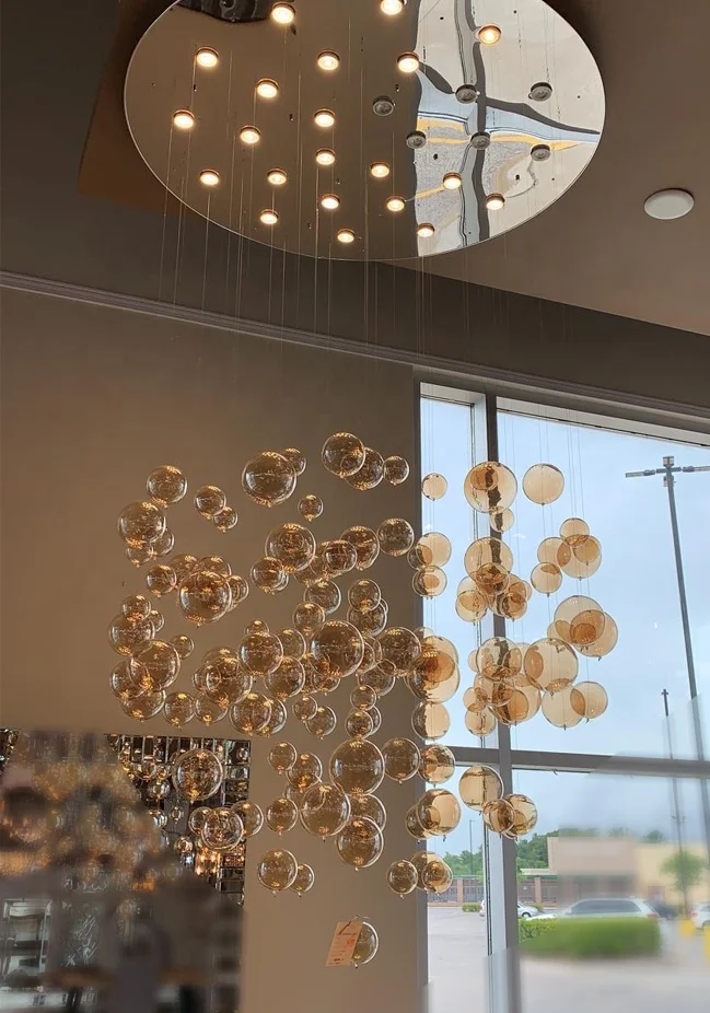 Customized Modern Glass Chandelier GU10 Hanging Staircase Chandelier Pendant Light For Room Villa - Image 5
