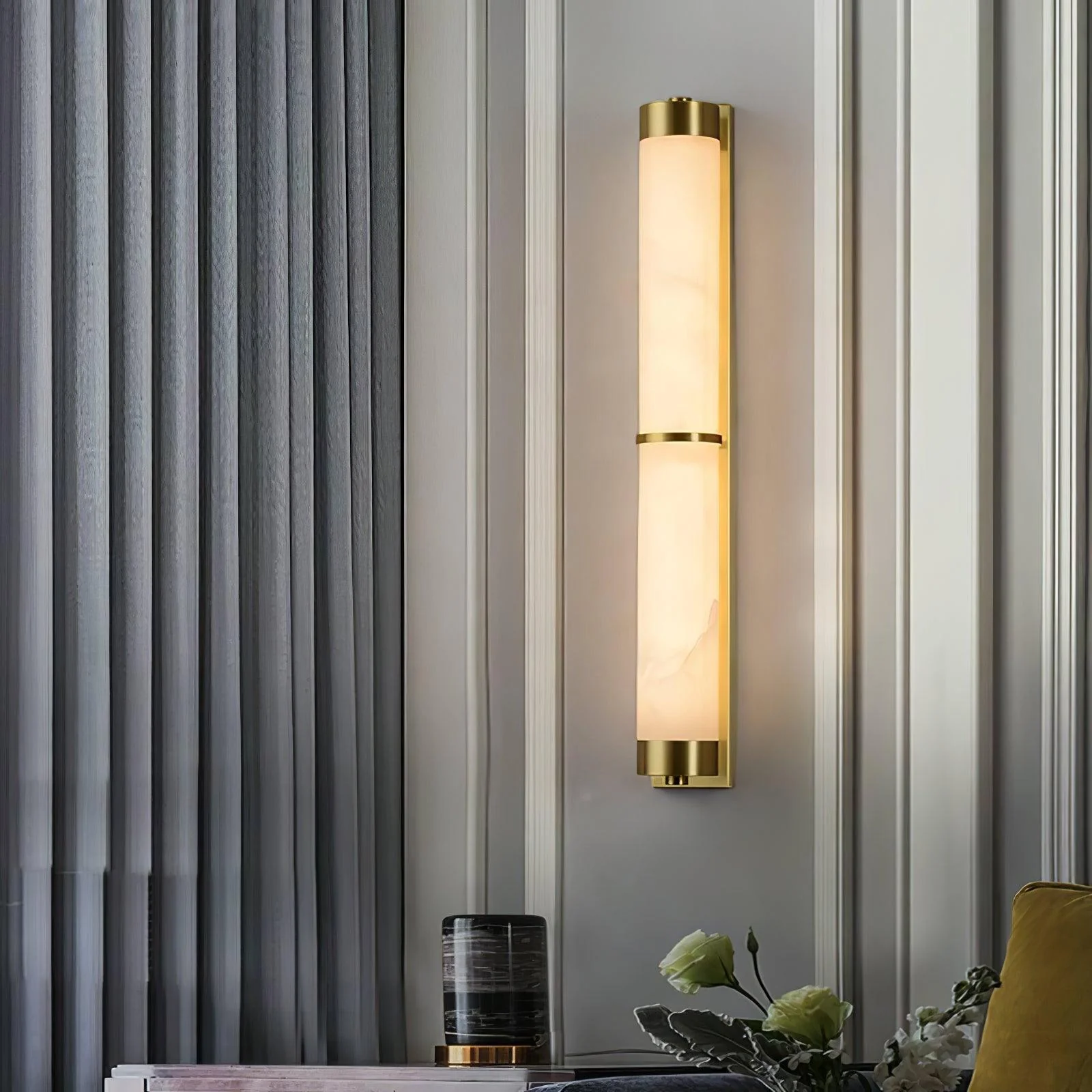 Cylindra Alabaster Brass Wall Light - Image 11