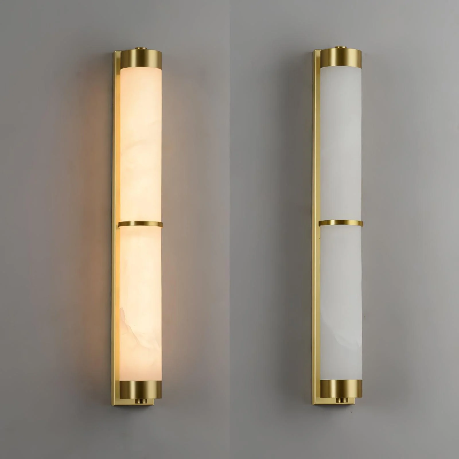 Cylindra Alabaster Brass Wall Light - Image 2