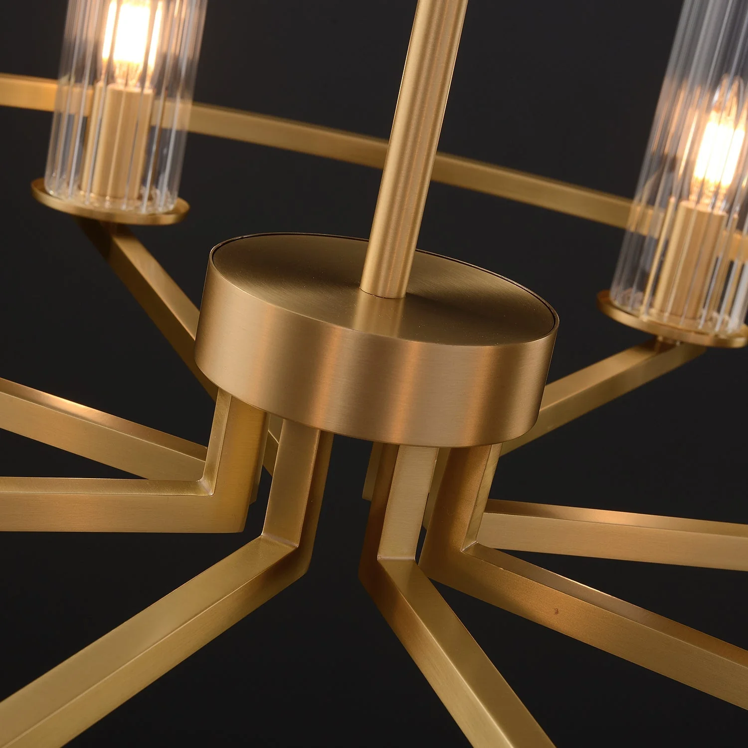 Cylindrical Aged Brass Chandelier - Image 8