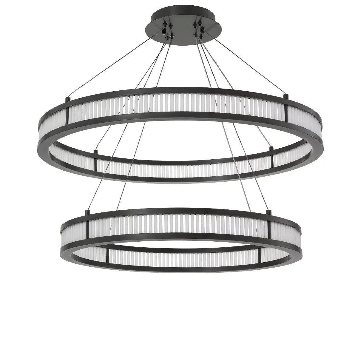 Damien Double Modern Chandelier (Bronze Highlight & Frosted Glass Finish) - Image 2