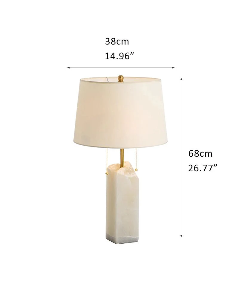 Dia 15" White Alabaster Table Lamp with linen tapered shade for living room bedroom - Image 10