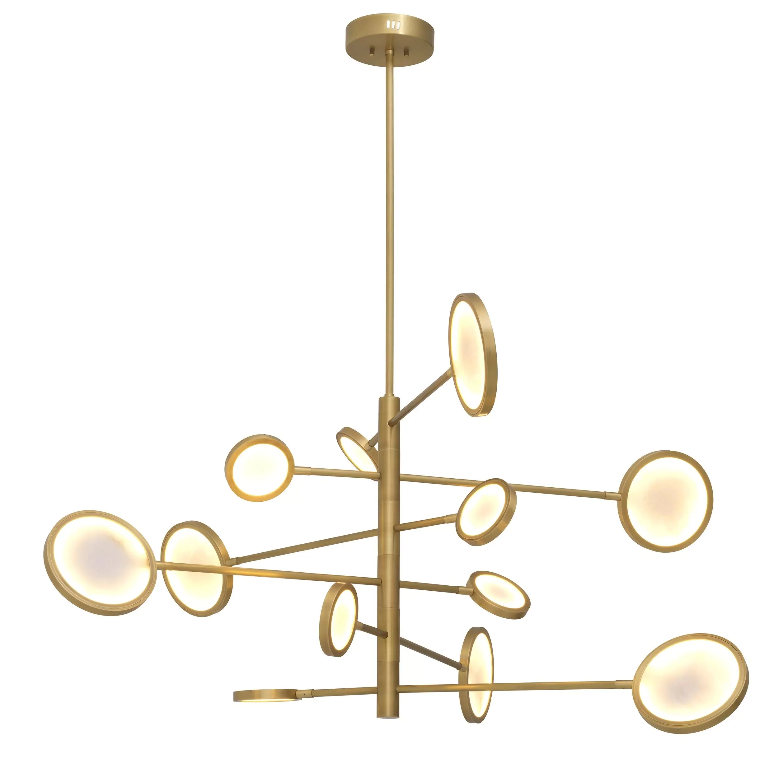 Domani Modern Brass Chandelier - (Antique Brass Finish | Alabaster) - Image 3