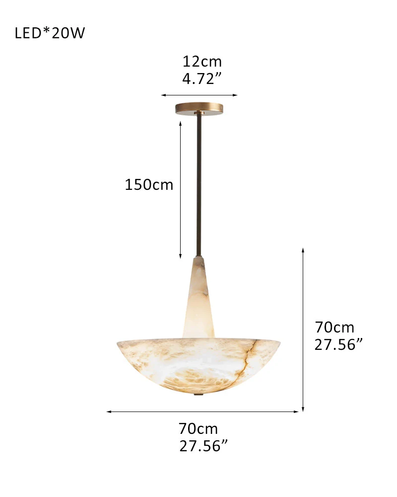 Domus Alabaster Round Bowl Ceiling Pendant Light 20in 28in - Image 14