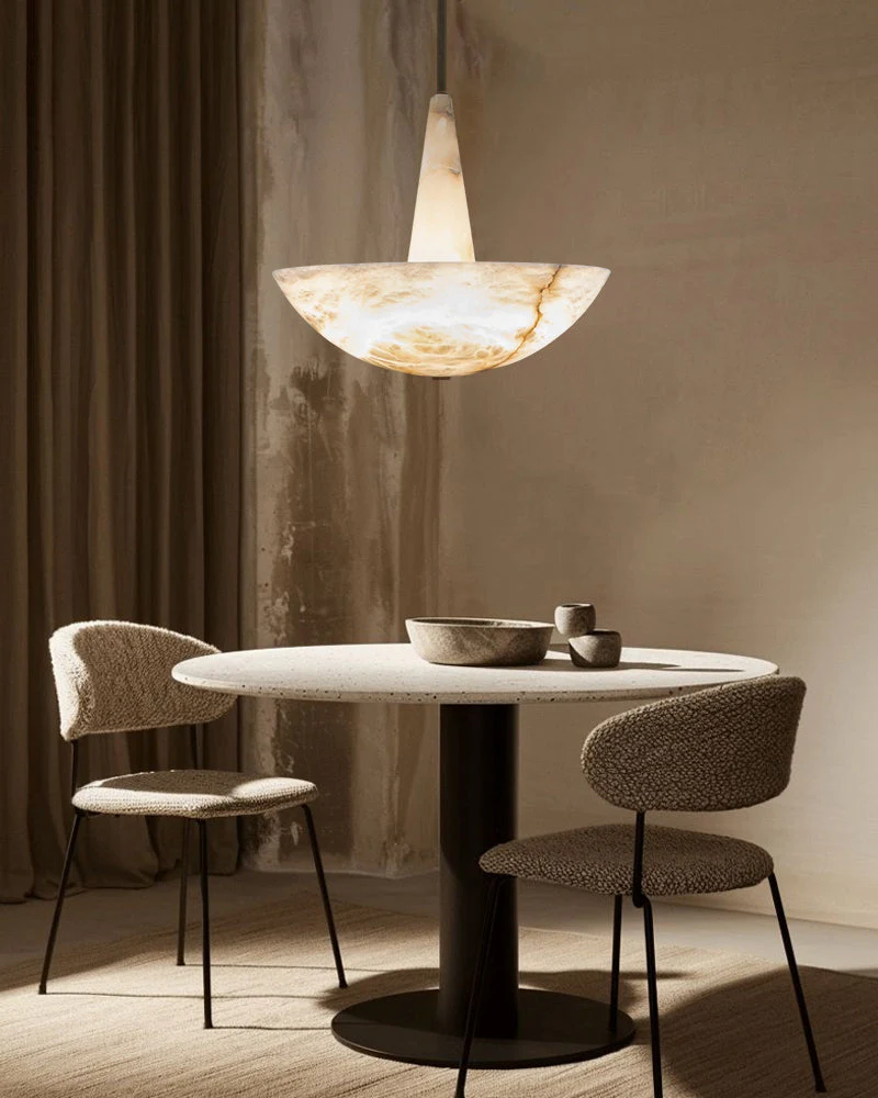 Domus Alabaster Round Bowl Ceiling Pendant Light 20in 28in - Image 7