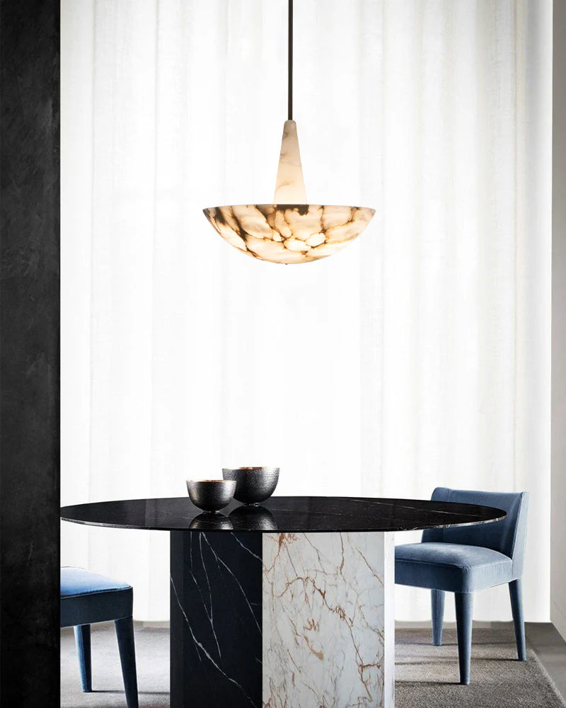 Domus Alabaster Round Bowl Ceiling Pendant Light 20in 28in - Image 8