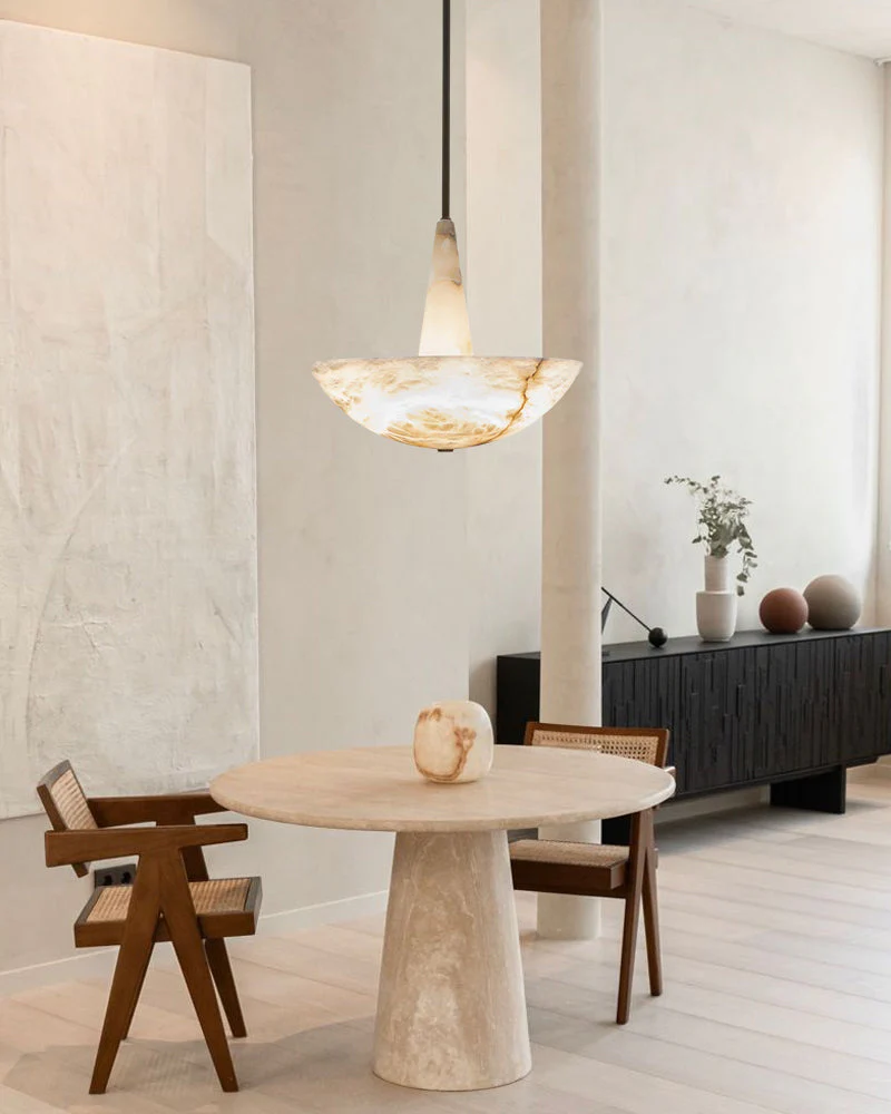 Domus Alabaster Round Bowl Ceiling Pendant Light 20in 28in - Image 9