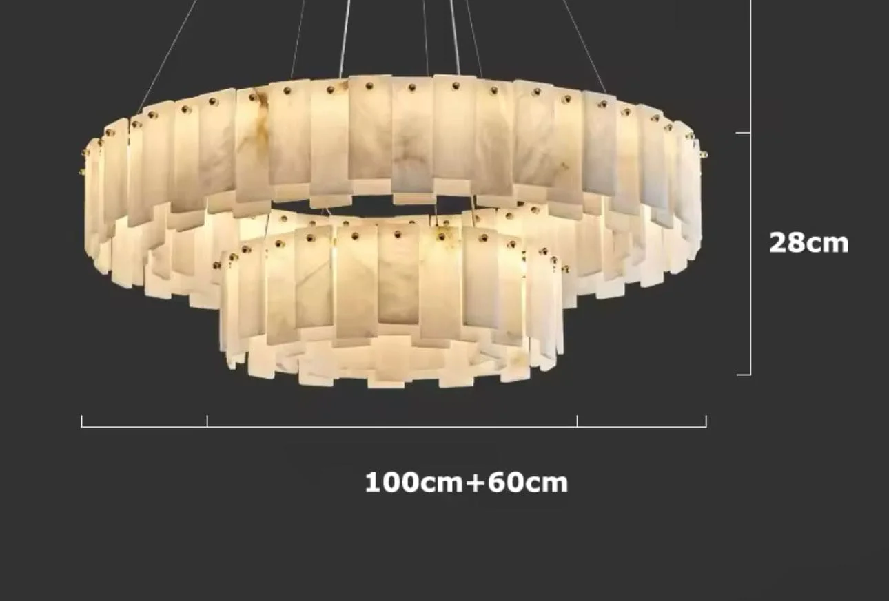 Double Round Alabaster Chandelier - Image 11