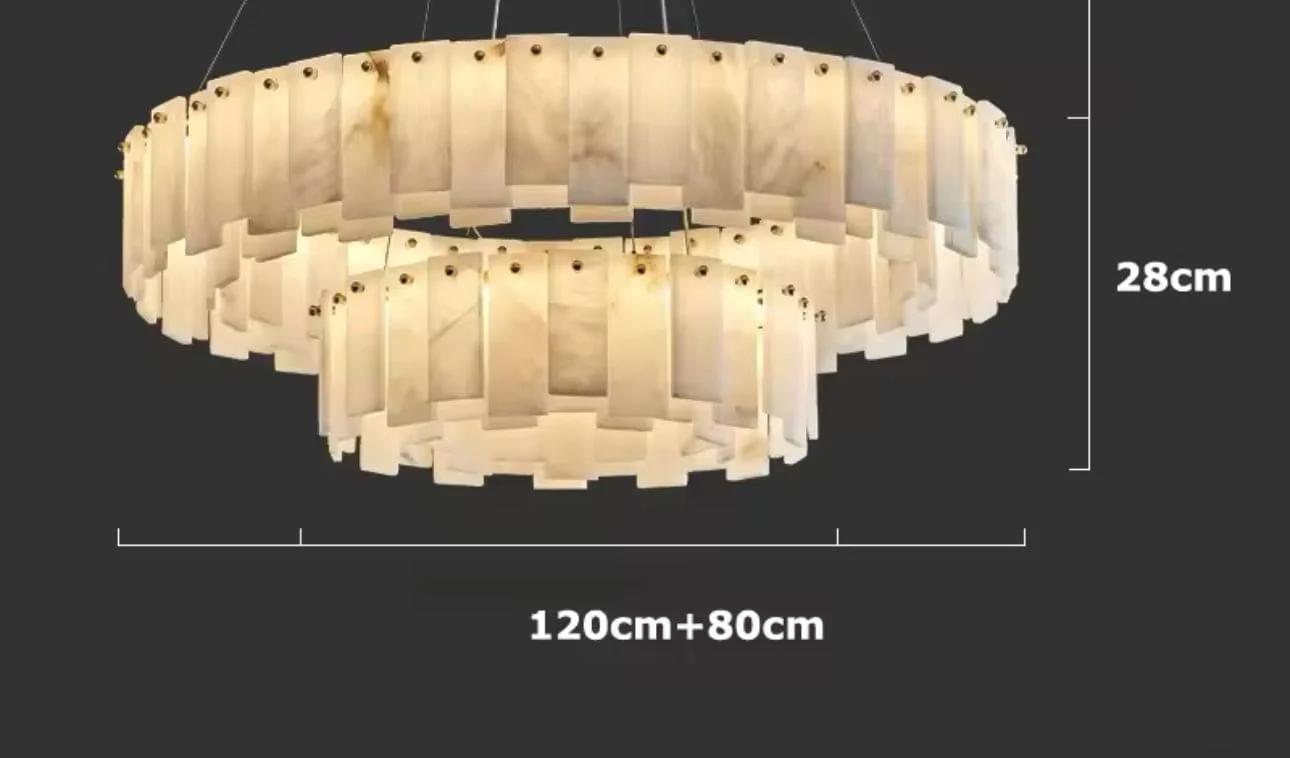 Double Round Alabaster Chandelier - Image 12