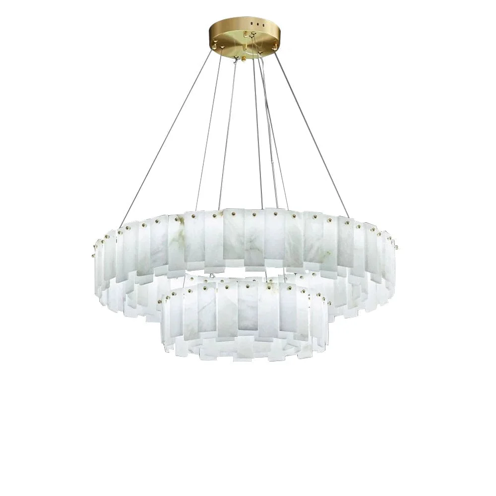 Double Round Alabaster Chandelier - Image 4