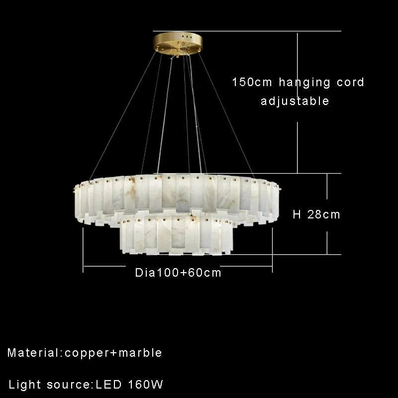 Double Round Alabaster Chandelier - Image 7