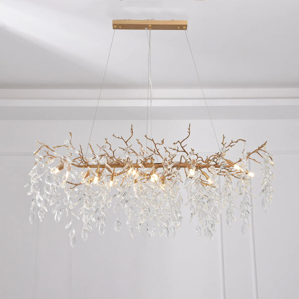 Drop shape Gold Clear Crystal Chandelier 40"