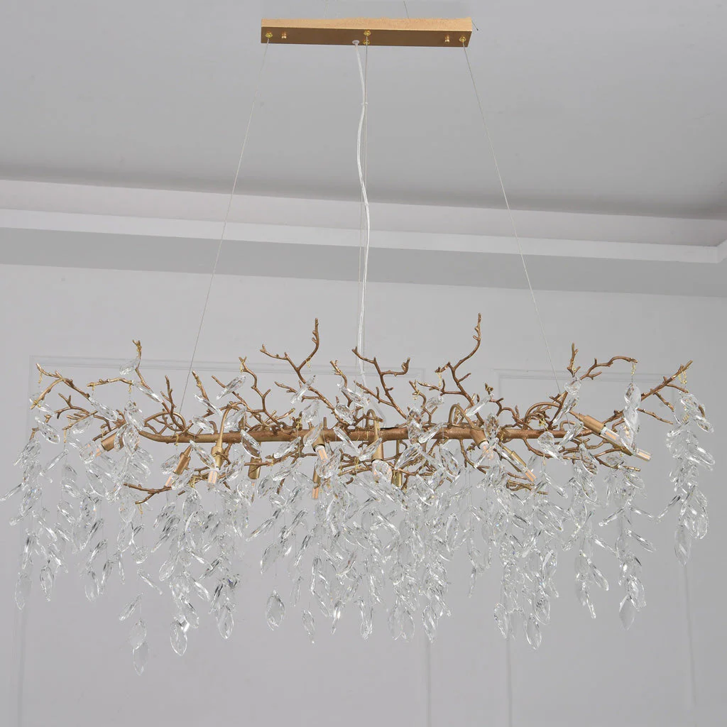 Drop shape Gold Clear Crystal Chandelier 40" - Image 2